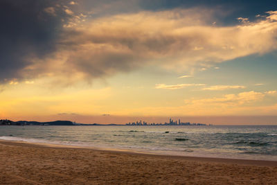 Scenic view of sea at sunset