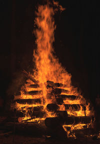 Close-up of bonfire at night