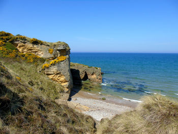 Scenic view of sea against clear sky