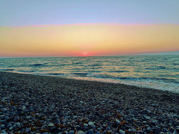 Scenic view of sea during sunset