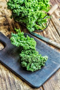 High angle view of vegetables on table