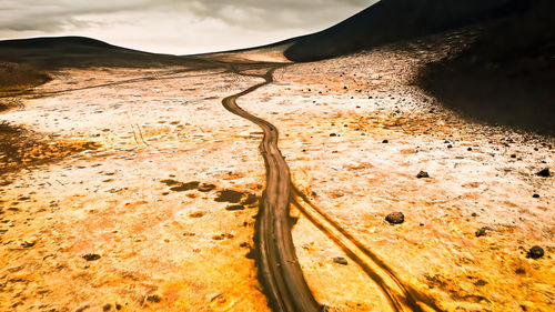 High angle view of empty road,volcanoes-nationalpark, usa, hawaii