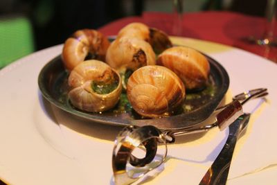 Close-up of food in plate on table