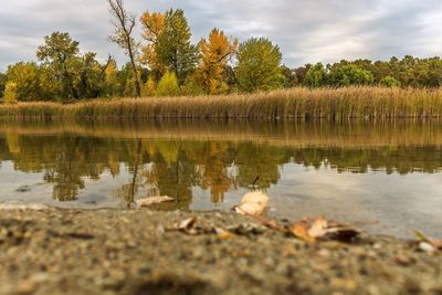 Scenic view of lake against sky