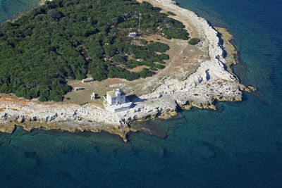 High angle view of rocks on beach