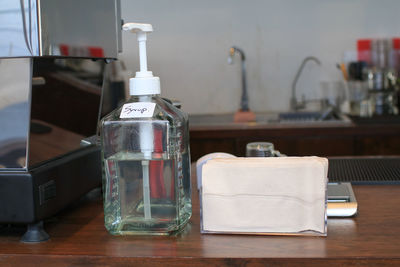 Close-up of soap on table