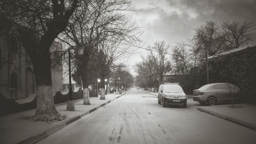 Cars on street in winter