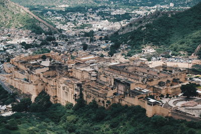 High angle view of buildings in city