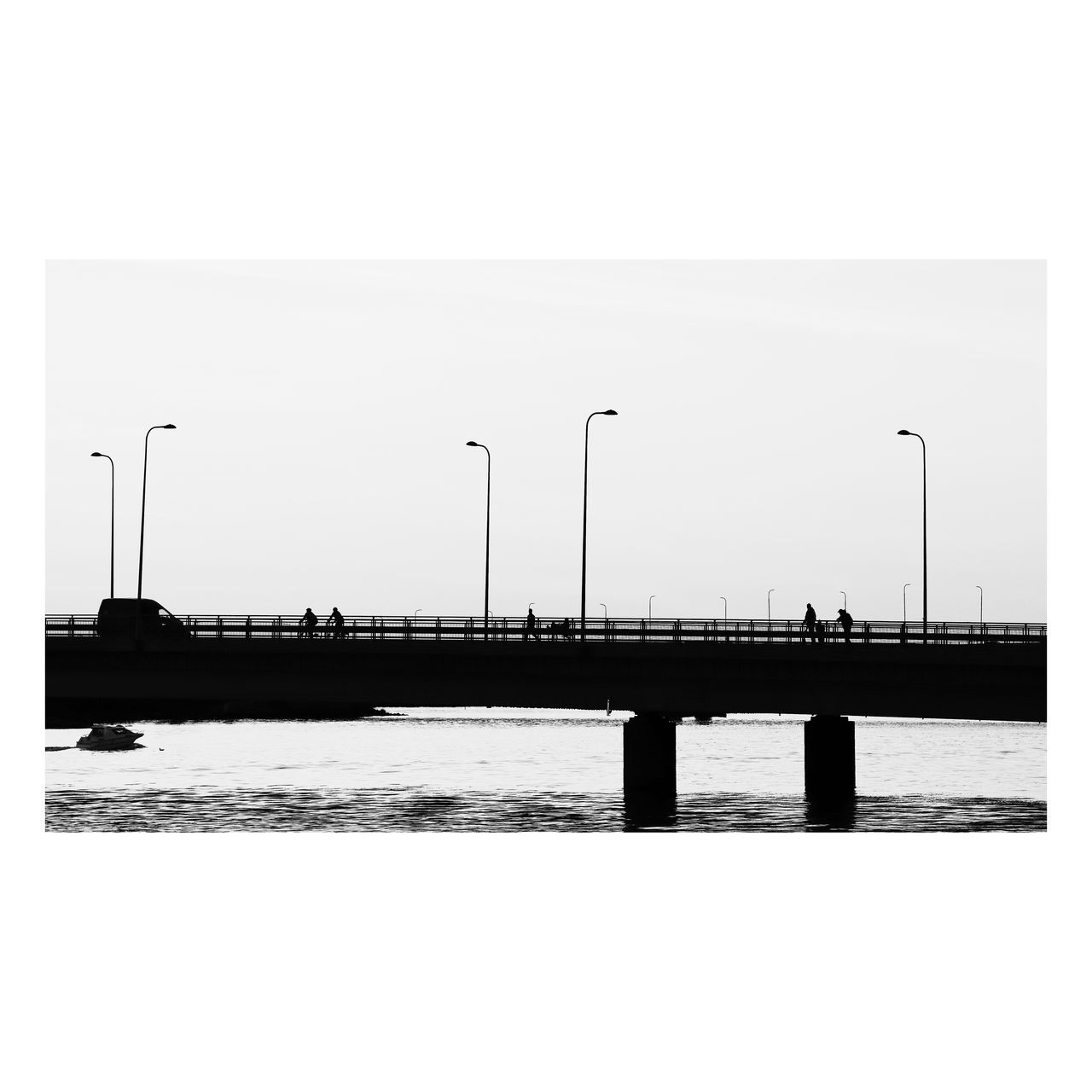 Water Sky Transportation Architecture Nature No People Built Structure Clear Sky Bridge Pier River Silhouette Outdoors Street Light Bridge - Man Made Structure Connection Copy Space Day