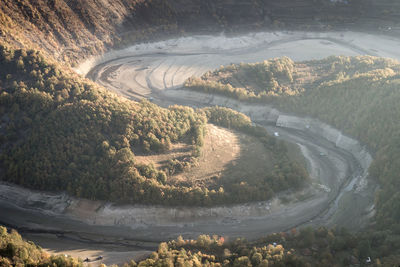 High angle view of river amidst trees