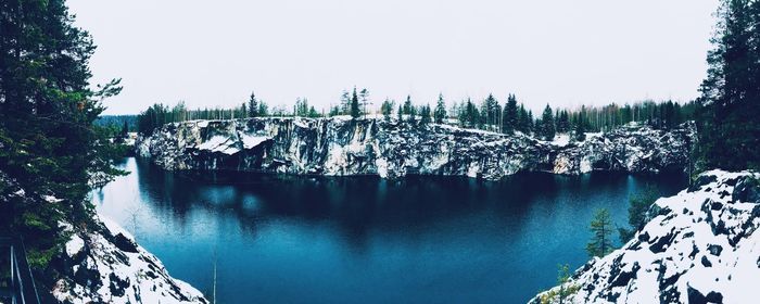 Panoramic shot of river against clear sky