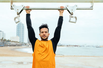 Portrait of man exercising outdoors