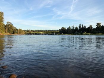 Scenic view of lake against sky