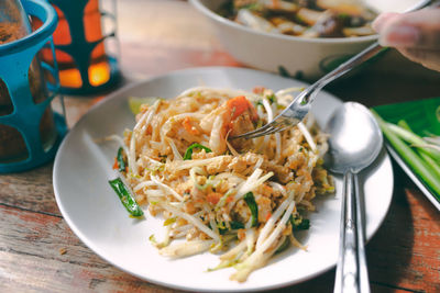 Close-up of food served in plate