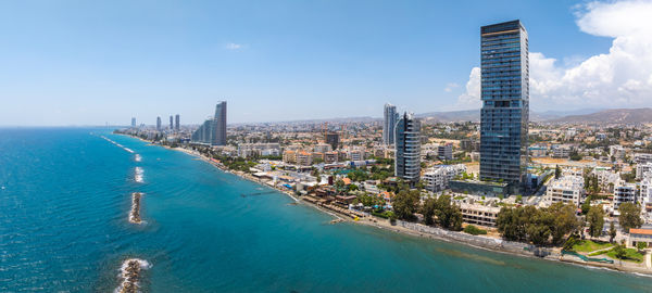 High angle view of buildings in city