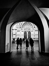 People walking in building