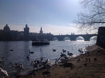 View of river with buildings in background