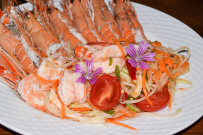 High angle view of meal served in plate