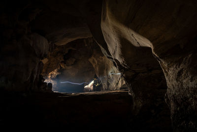 Low angle view of rock formations