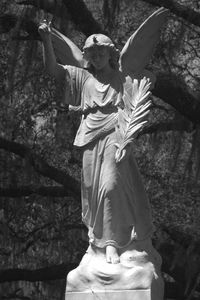 Close-up of angel statue in graveyard