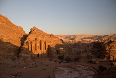 Scenic view of desert against clear sky