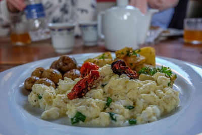 Close-up of food in plate on table