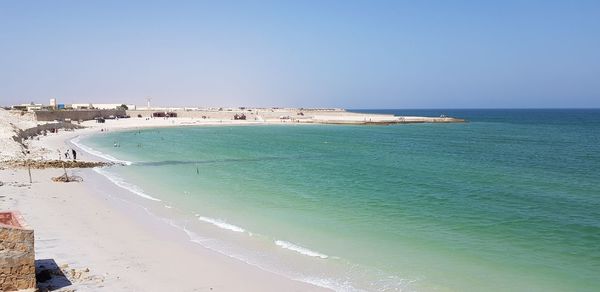 Scenic view of sea against clear sky