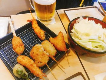 High angle view of food on table