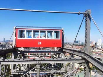 Red train against sky