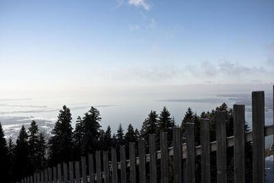 Panoramic shot of wooden fence against sky