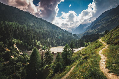 Panoramic view of landscape and mountains against sky