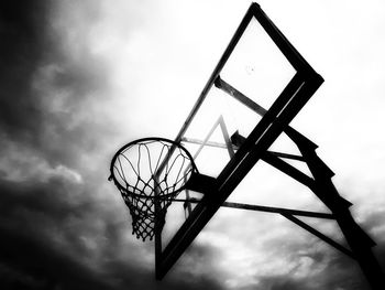 Low angle view of basketball hoop against sky
