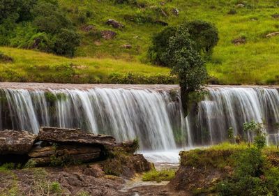 Scenic view of waterfall in forest