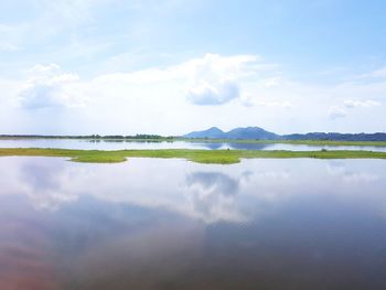 Scenic view of lake against sky