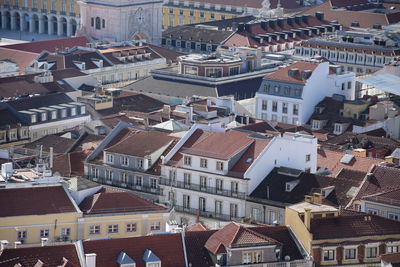 High angle view of buildings in city