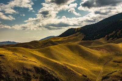 Scenic view of mountains against sky