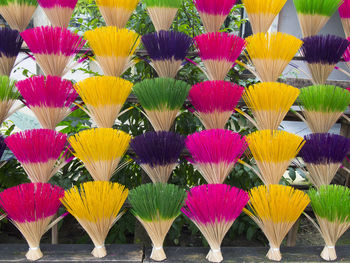 Full frame shot of multi colored flowers at market