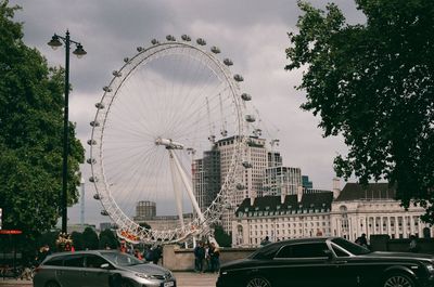 View of ferris wheel in city