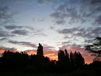 Silhouette trees against sky during sunset