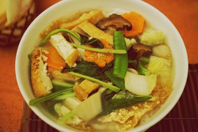 High angle view of food in bowl