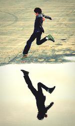Full length of woman jumping in mid-air