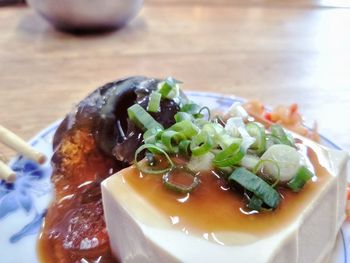 Close-up of meal served in plate