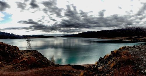 Scenic view of lake against sky