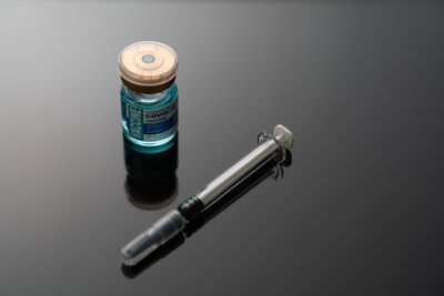 High angle view of pen on table