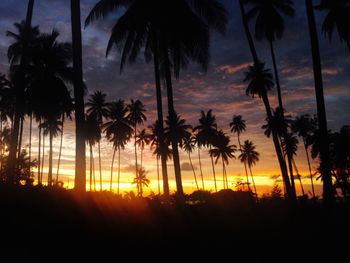 Silhouette palm trees against sky during sunset