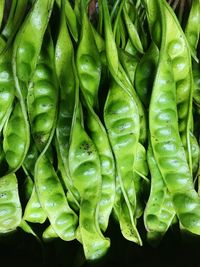 Full frame shot of green chili peppers