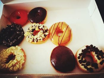 High angle view of dessert in bowl on table