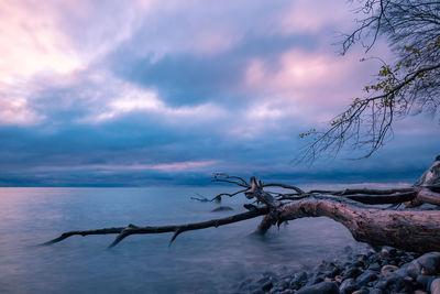 Scenic view of sea against cloudy sky