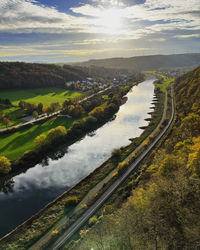 High angle view of bridge over river