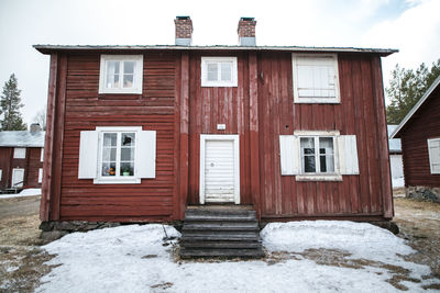 Exterior of house against sky during winter